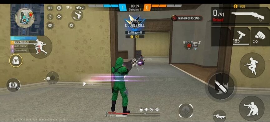 Free Fire close range combat inside s peek