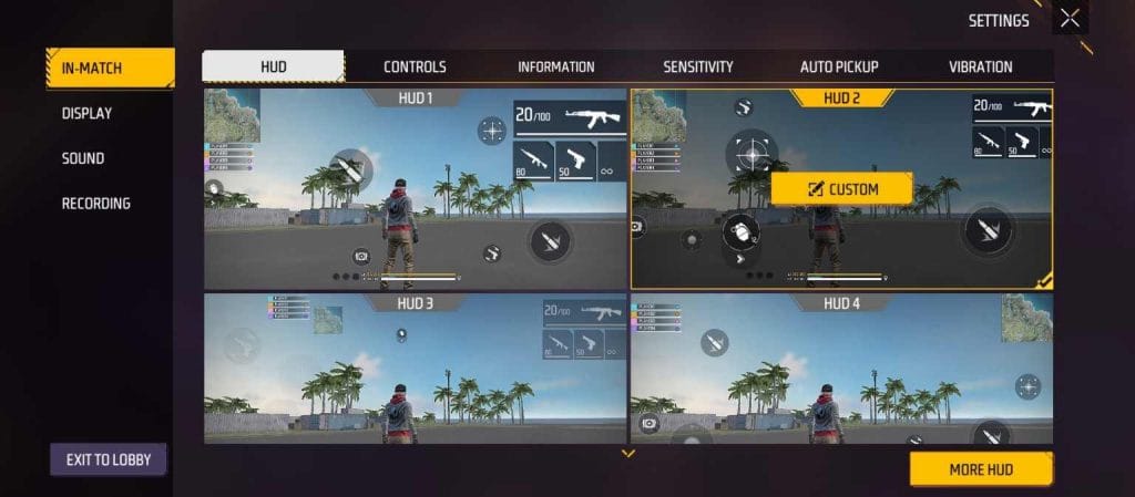 Free Fire custom HUD layout for faster controls