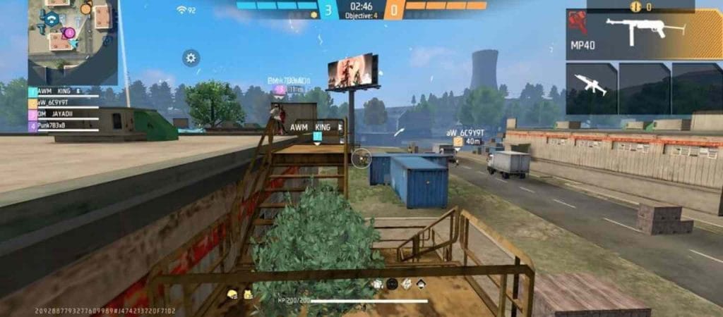 Free Fire player observing the area from high ground