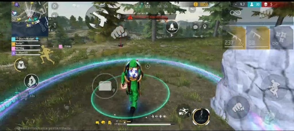 Free Fire BR rank push character build for zone rotation and survival