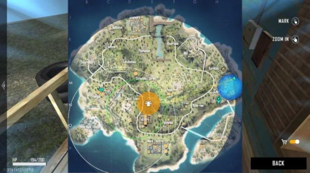Free Fire map illustration comparing a direct route with a covered route